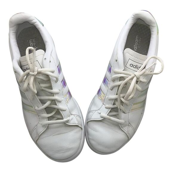 adidas White Athletic Shoes with Multicolor Stripes - Picture 8 of 13